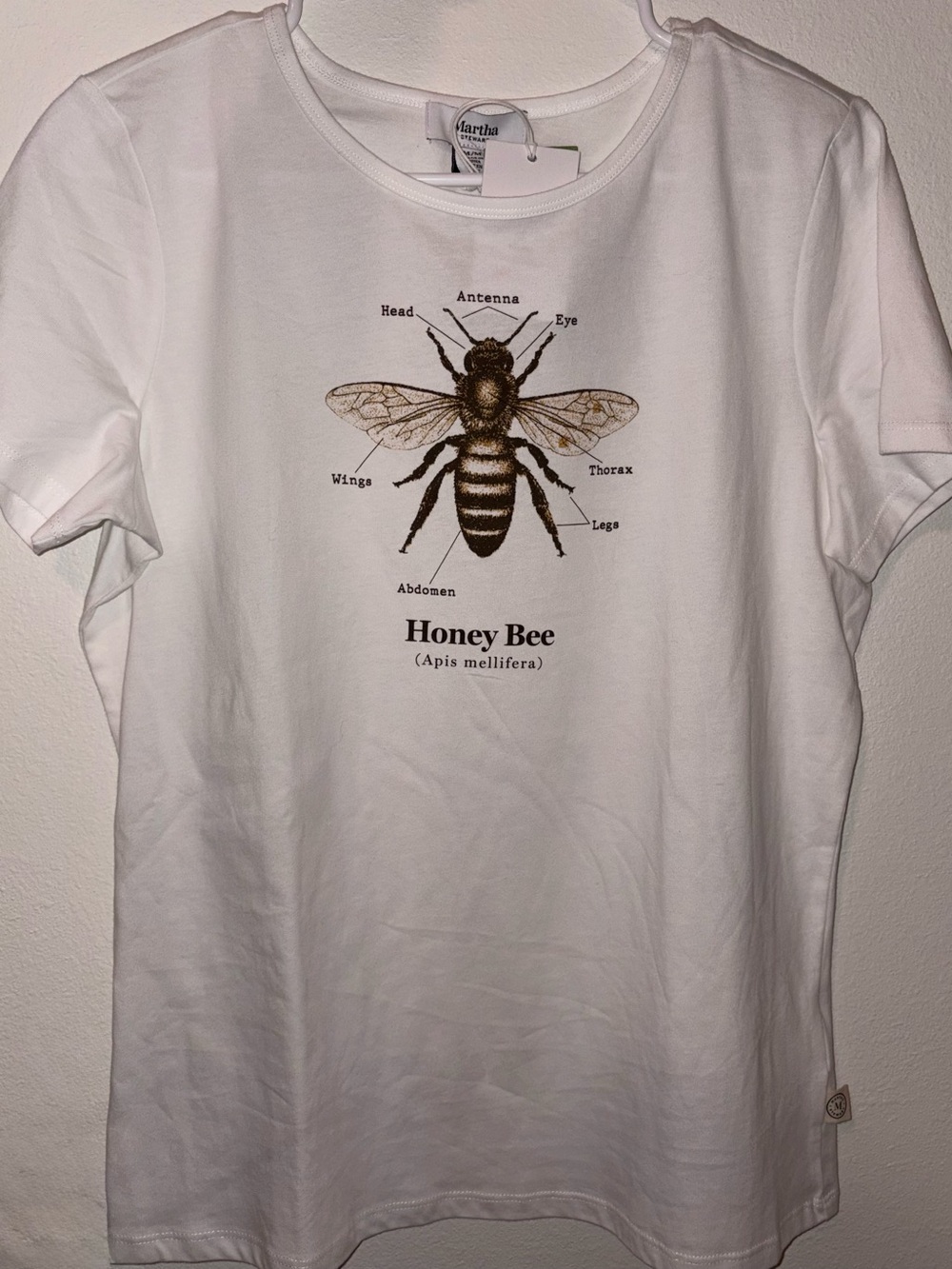 Martha Stewart White Honey Bee Graphic Tee Size M - New
